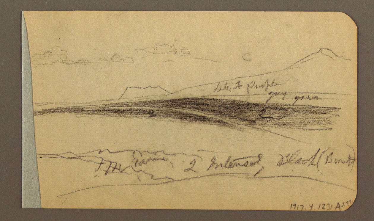 Dessin, plaine, colline, ville ; Verso : chaîne de montagnes, 1889 - Frederic Edwin Church