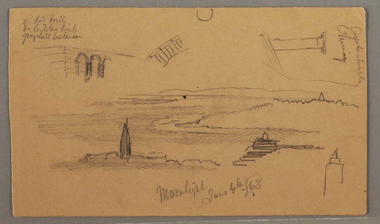 Dessin, plaines, études architecturales, 4 juin 1868 - Frederic Edwin Church