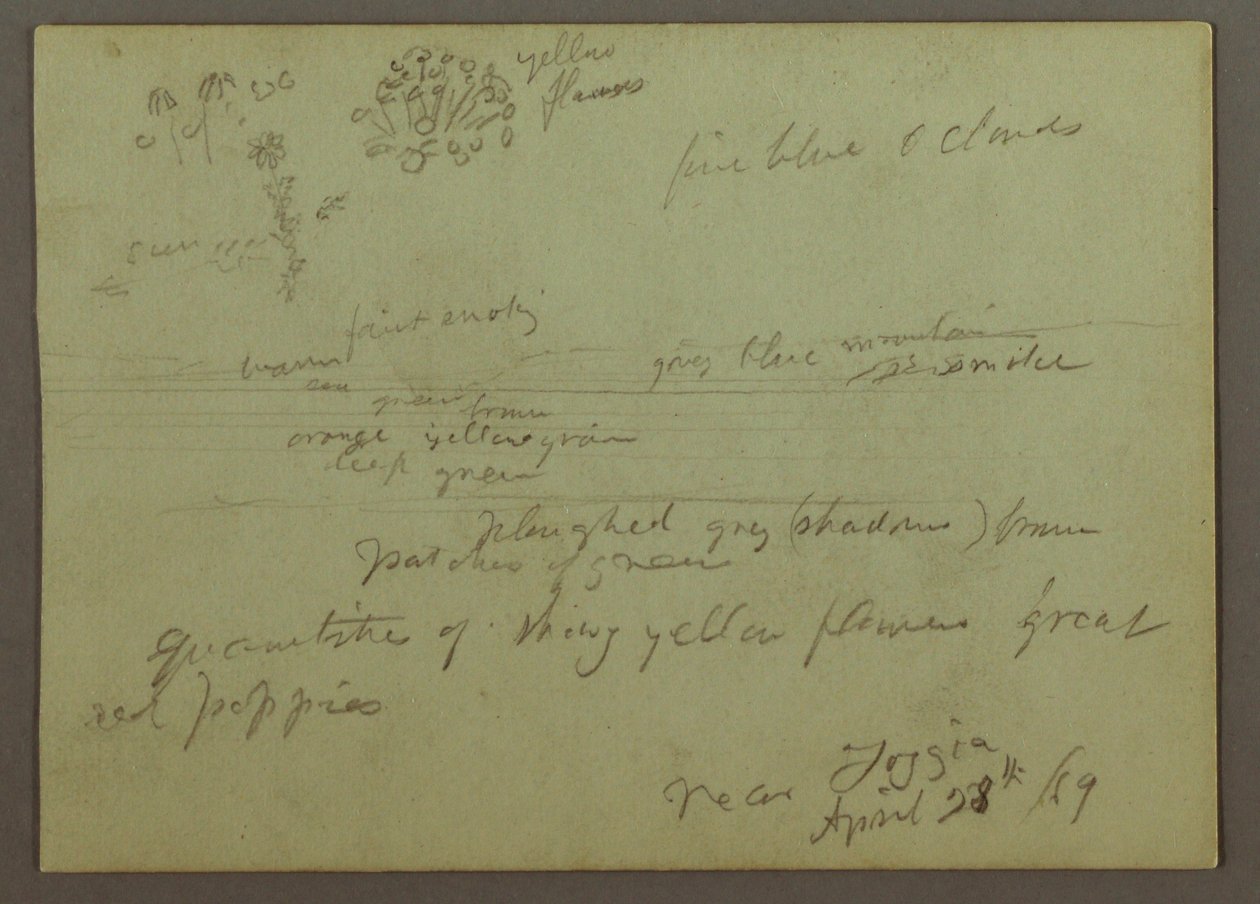 Dessin, étude de plantes et de paysages, 28 avril 1869 - Frederic Edwin Church