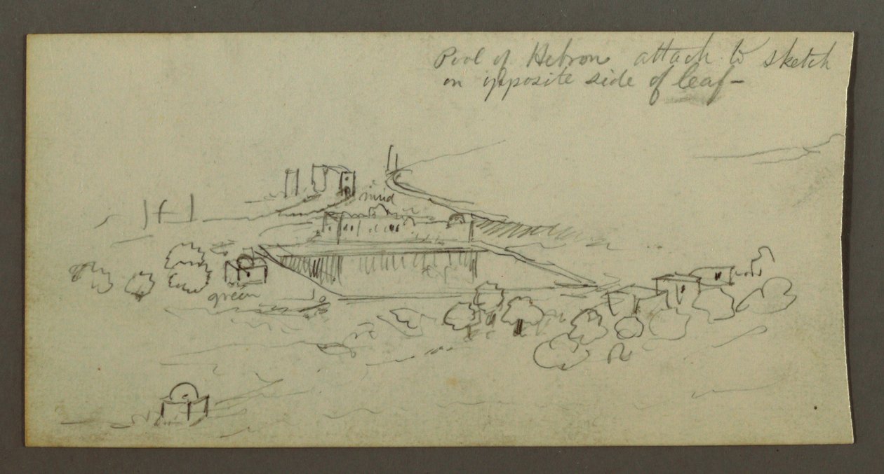 Dessin, piscine et bâtiments, peut-être 1868 - Frederic Edwin Church