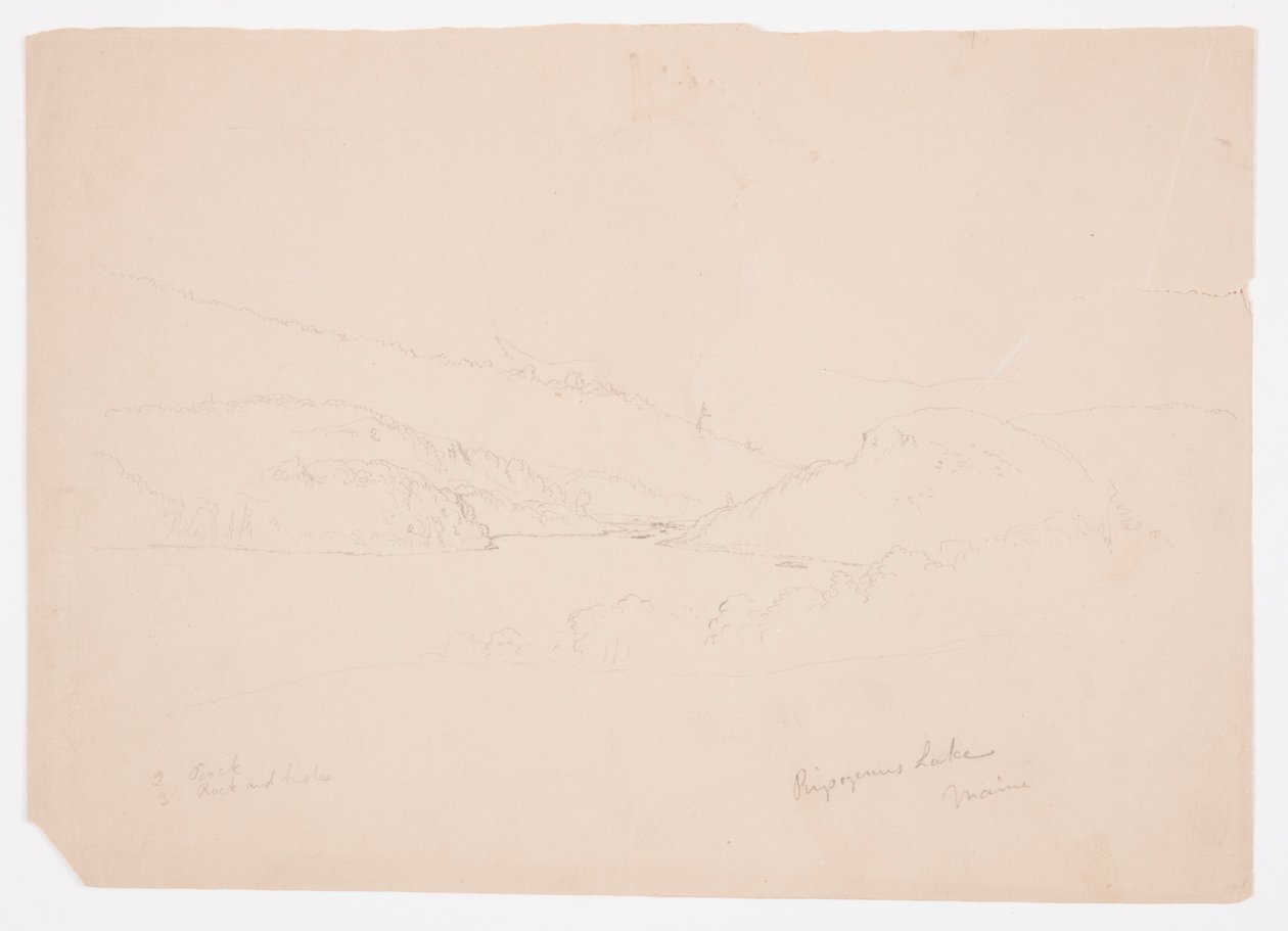 Dessin, lac Ripogène, vers 1855 - Frederic Edwin Church