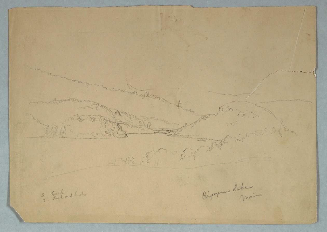 Dessin, lac Ripogène, vers 1855 - Frederic Edwin Church