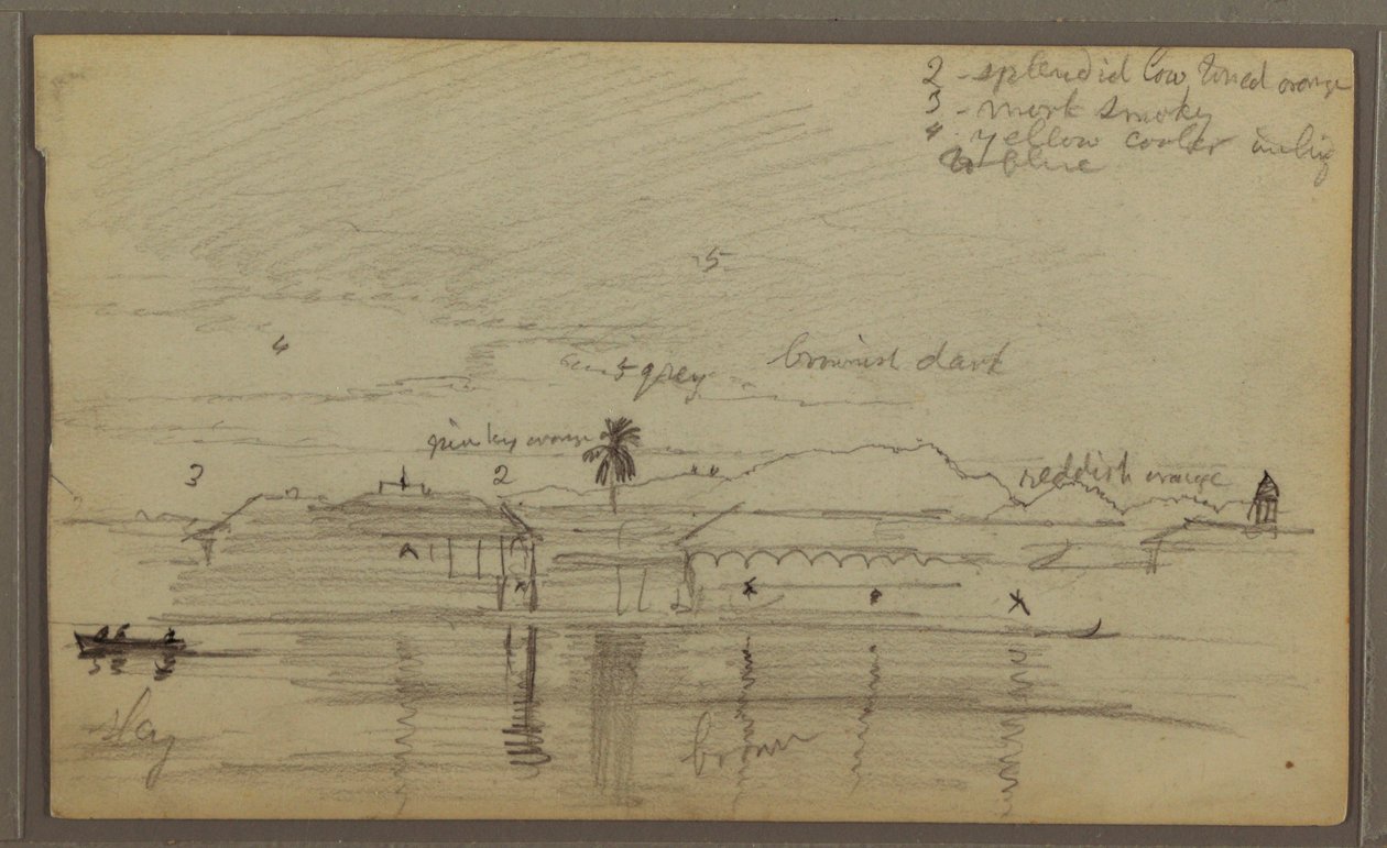 Dessin, paysage fluvial, 1857 - Frederic Edwin Church