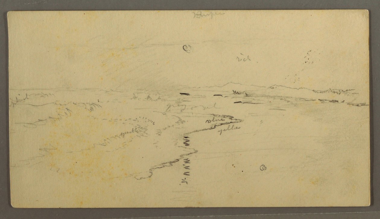 Dessin, rivière, lune réfléchie, 14 juin 1870 - Frederic Edwin Church