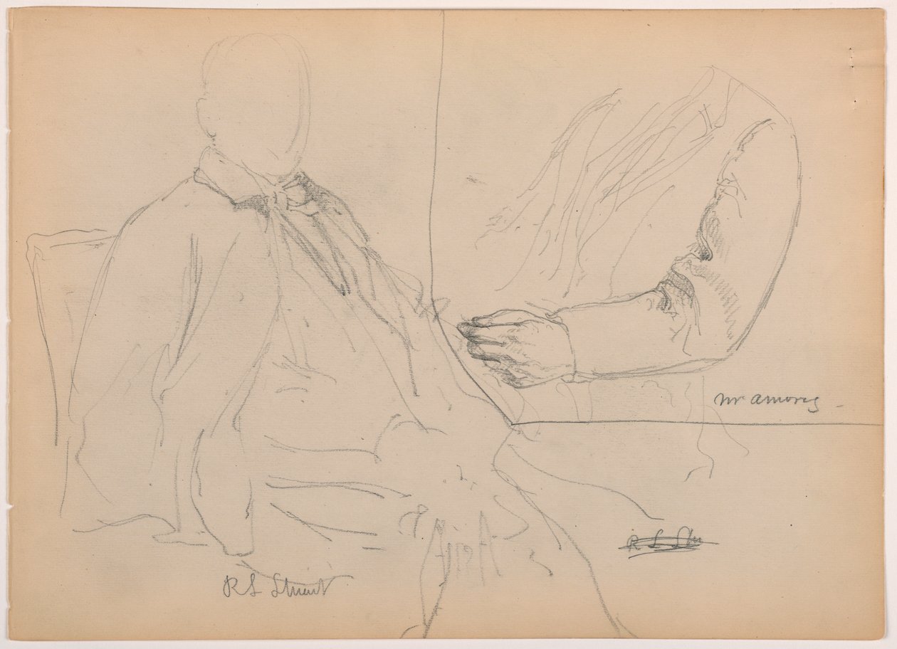 Dessin, Robert L. Stuart assis, premier portrait, pour le Presbytarian Hospital ; Mr. W. ARmory, étude de la poitrine et du bras, 1881 - Frederic Edwin Church