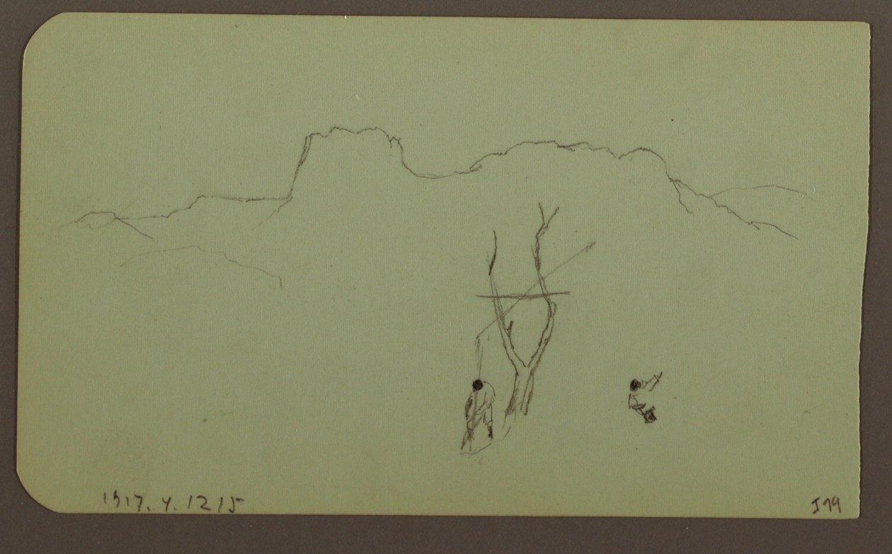 Dessin, paroi rocheuse, pilastre ; verso : paysage de montagne, figures, 1883 - Frederic Edwin Church
