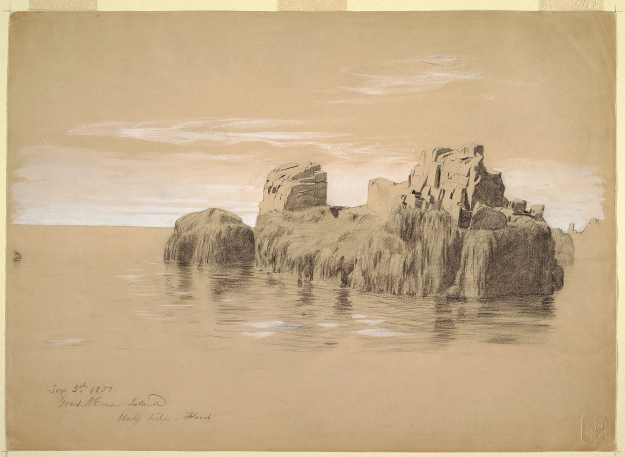 Dessin, rochers de la côte, île de Grand Manan, Canada, 2 septembre 1851 - Frederic Edwin Church