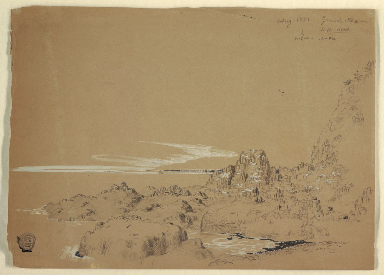 Dessin, côte rocheuse, Grand Manan, Canada, août 1851 - Frederic Edwin Church