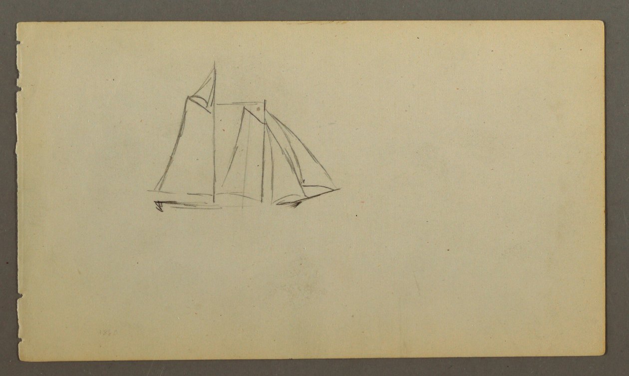 Dessin, voilier sur les vagues, peut-être 1860 - Frederic Edwin Church