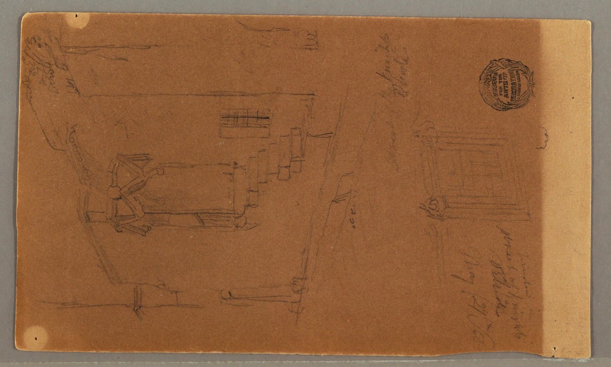 Dessin, vue latérale du bâtiment, fenêtre, 29 mai 1868 - Frederic Edwin Church