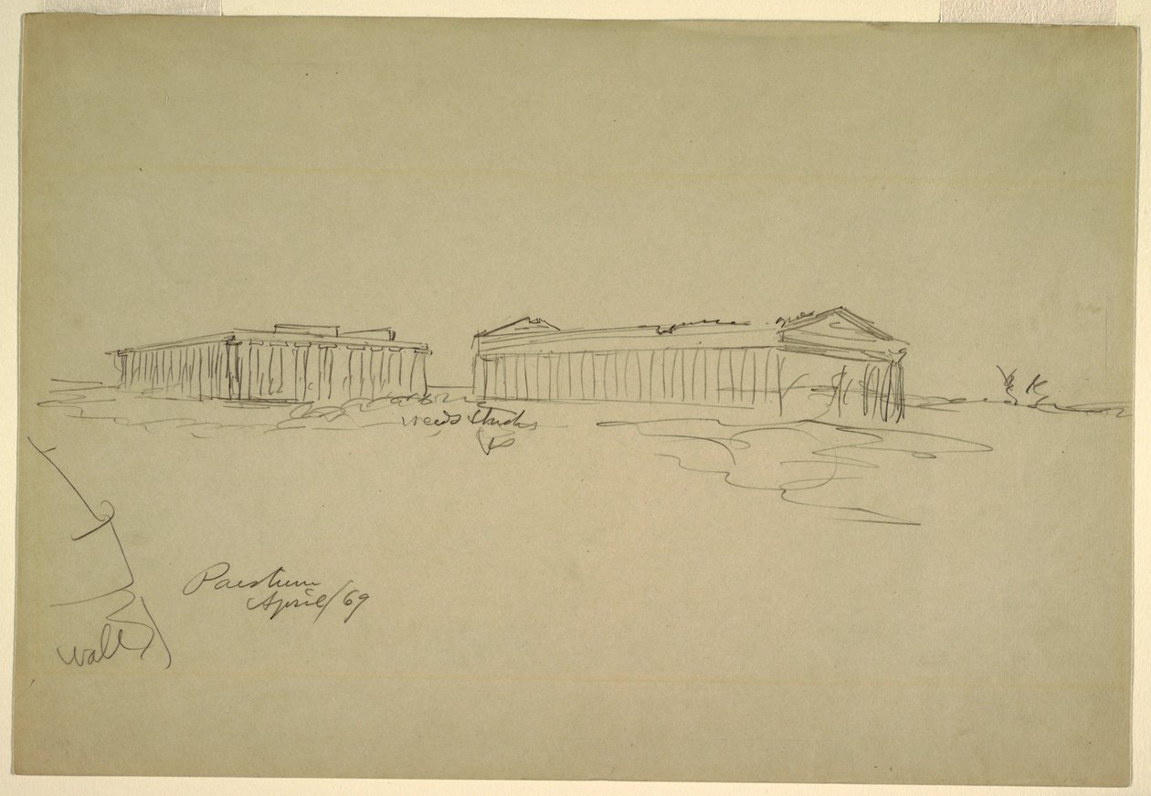 Dessin, Croquis, Paestum, Italie du Sud, avril 1869 - Frederic Edwin Church