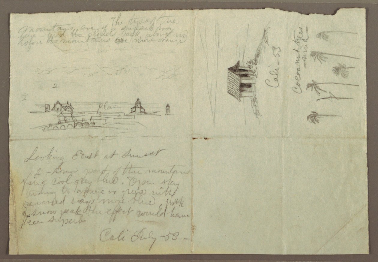 Dessin, Croquis de Calé, Colombie, juillet 1853 - Frederic Edwin Church