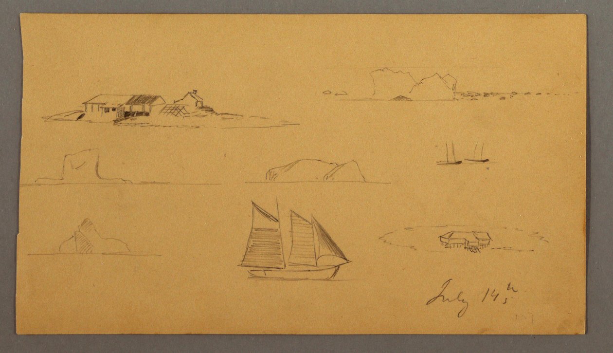 Dessin, Croquis du Labrador, peut-être 14 juillet 1859 - Frederic Edwin Church