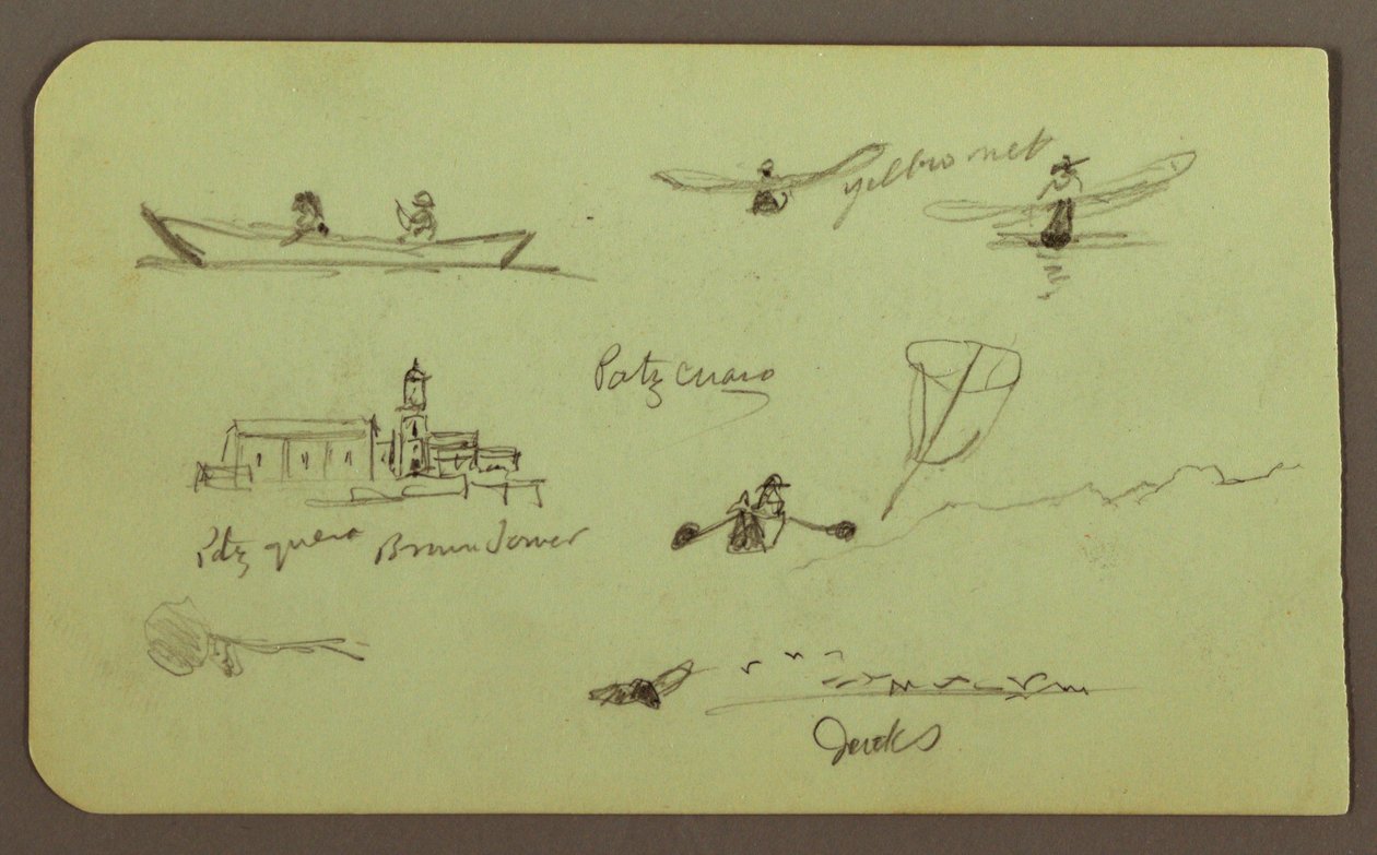 Dessin, Croquis de Patzcuaro ; Verso : Église, Atlatahuca, 1883 - Frederic Edwin Church