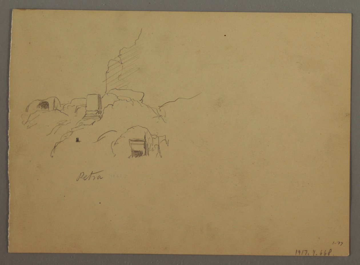 Dessin, Croquis de Petra, Jordanie, février 1868 - Frederic Edwin Church