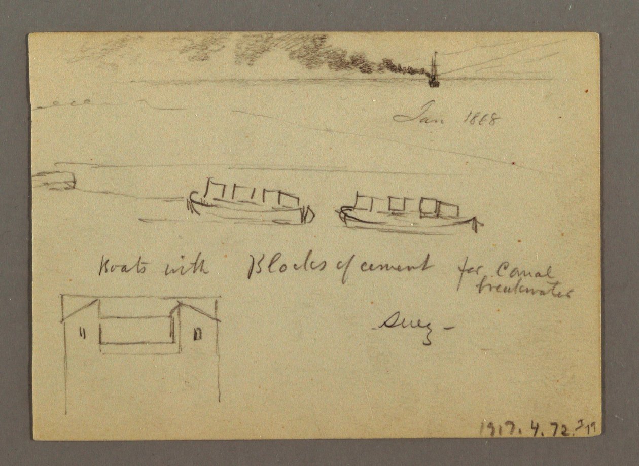 Dessin, Croquis du Moyen-Orient, y compris le canal de Suez, janvier 1868 - Frederic Edwin Church