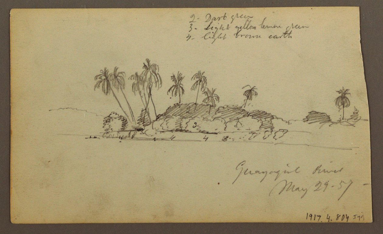 Dessin, ciel sur la mer ; verso : rive du Guayas près de Guayaquil, Équateur, 29 mai 1857 - Frederic Edwin Church