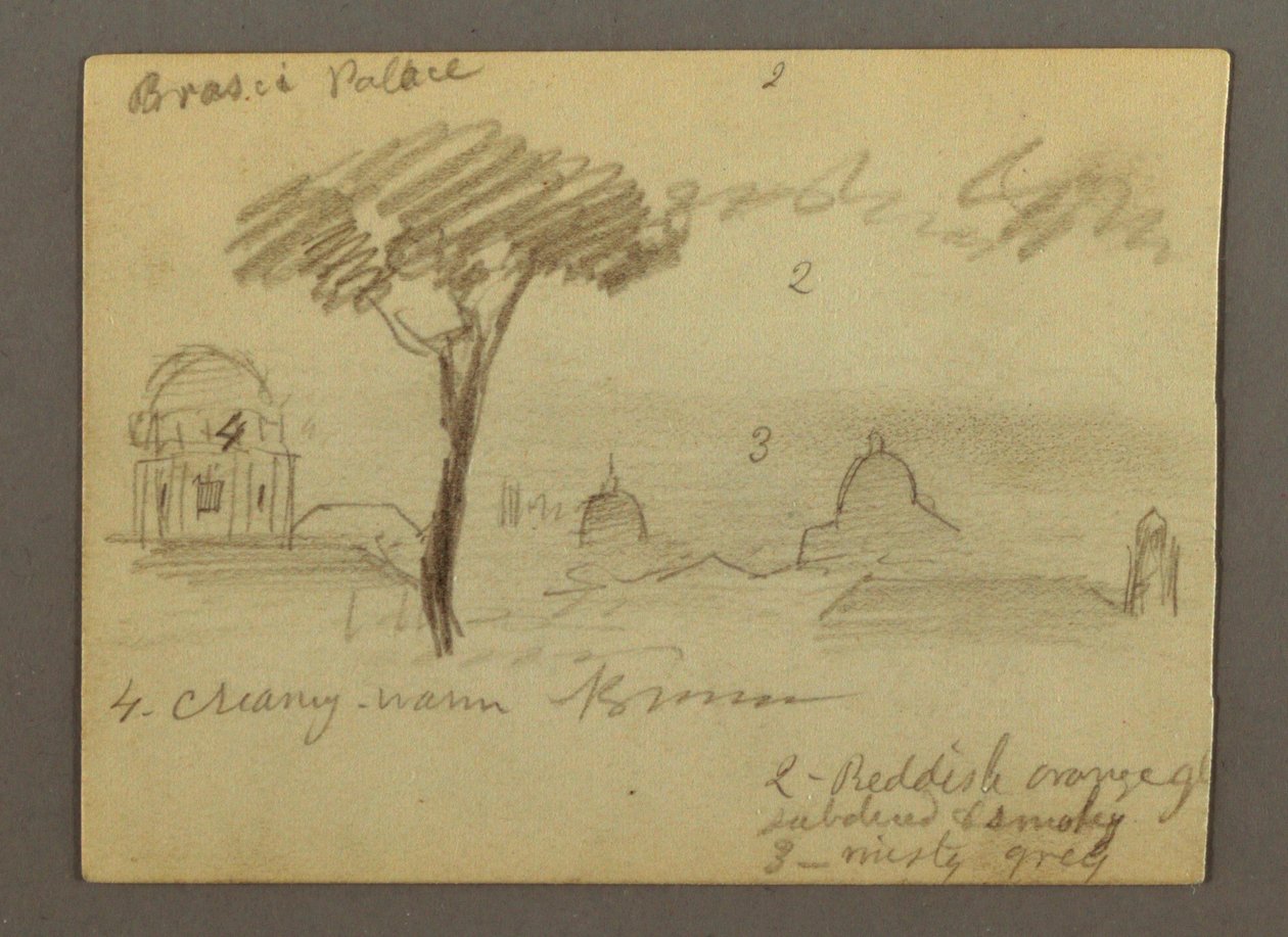 Dessin, Basilique Saint-Pierre et Cité du Vatican (vue du nord), Rome, Italie, janvier 1869 - Frederic Edwin Church