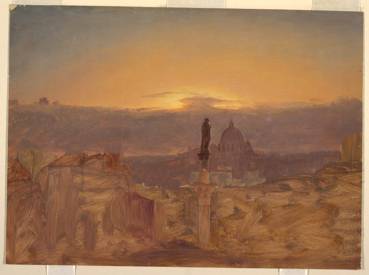 Dessin, Basilique Saint-Pierre depuis le Pincio, Rome, fin 1868 ou début 1869 - Frederic Edwin Church