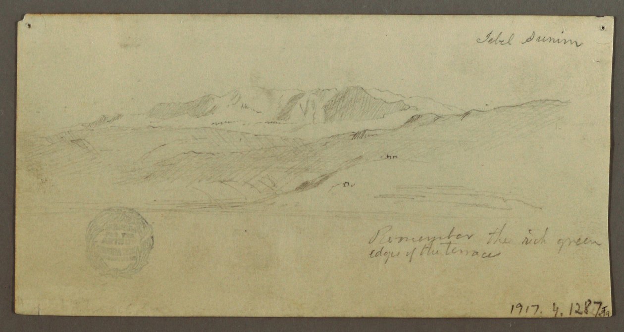Dessin, maison seigneuriale, personnage montant un chameau, études architecturales, palmier, peut-être 1868 - Frederic Edwin Church