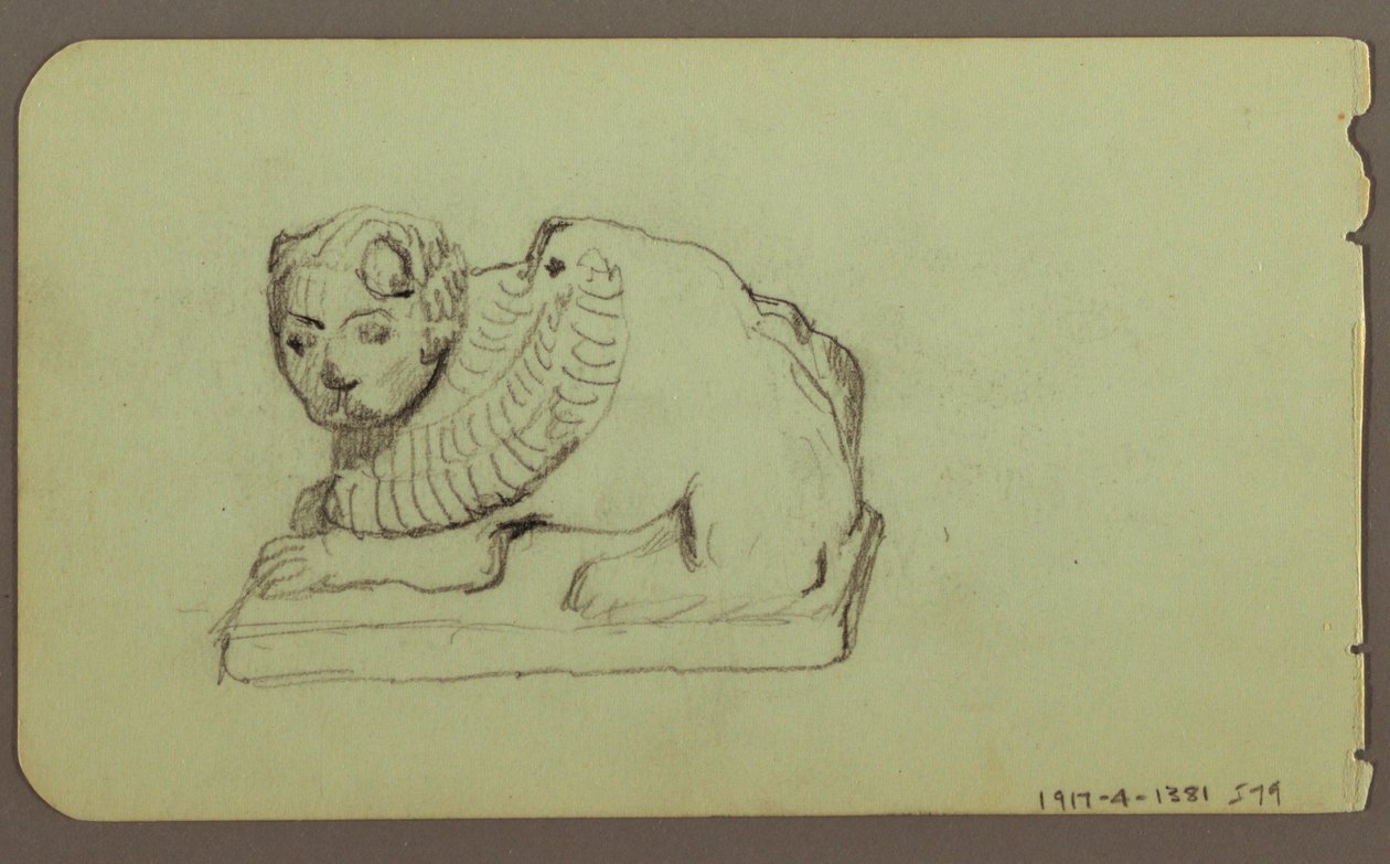 Dessin, statue de lion, esquif ; verso : statue de lion, décembre 1883 - Frederic Edwin Church