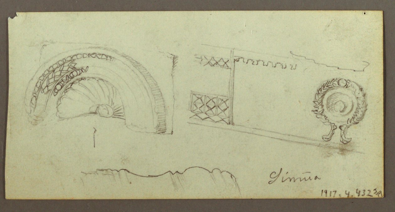 Dessin, bâtiment en pierre, hommes rassemblés sur le toit, 17 février, peut-être 1868 - Frederic Edwin Church