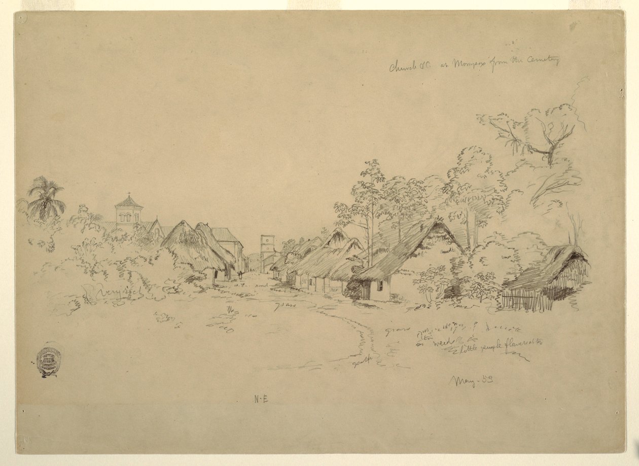 Dessin, rue de Mompos, Colombie, mai 1853 - Frederic Edwin Church