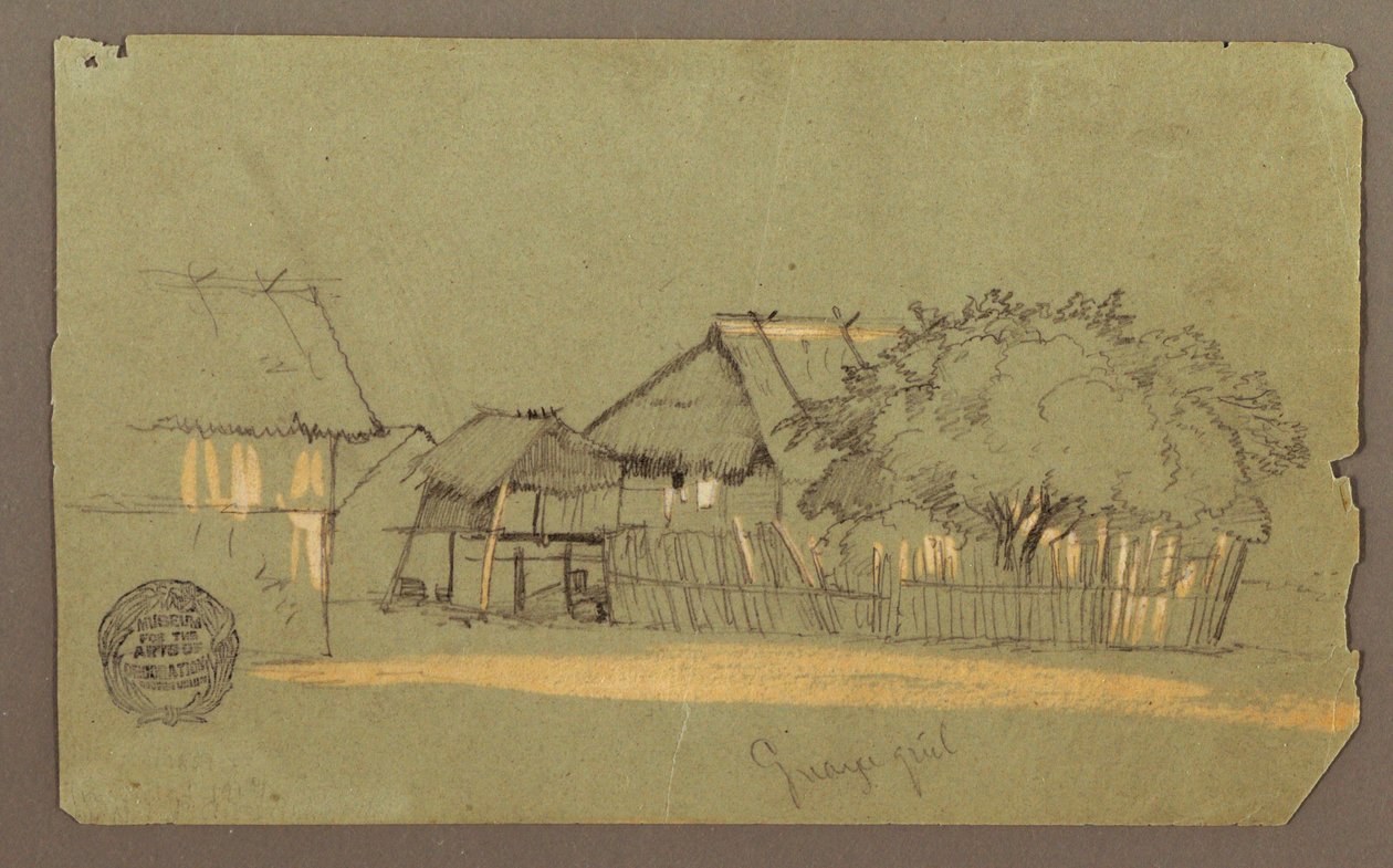 Dessin, rue avec des maisons, Guayaquil, Équateur, mai 1857 - Frederic Edwin Church