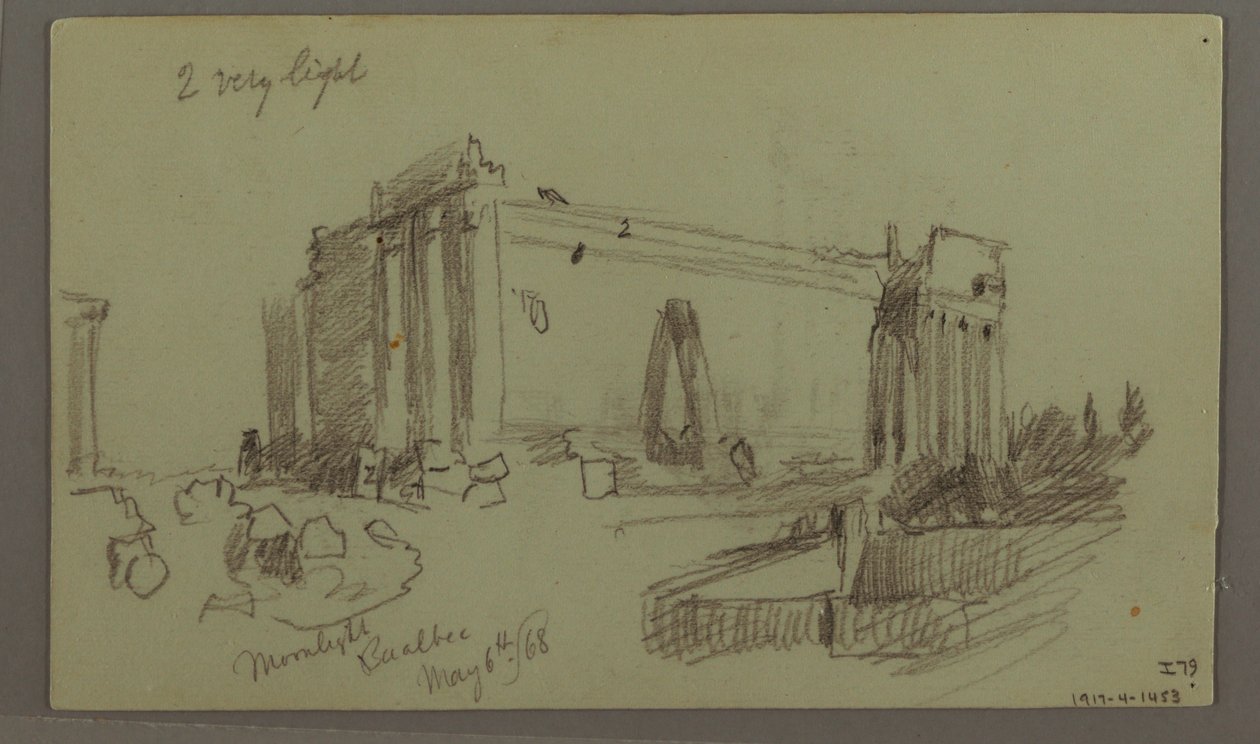 Dessin, étude des ruines du temple, 8 mai 1868 - Frederic Edwin Church