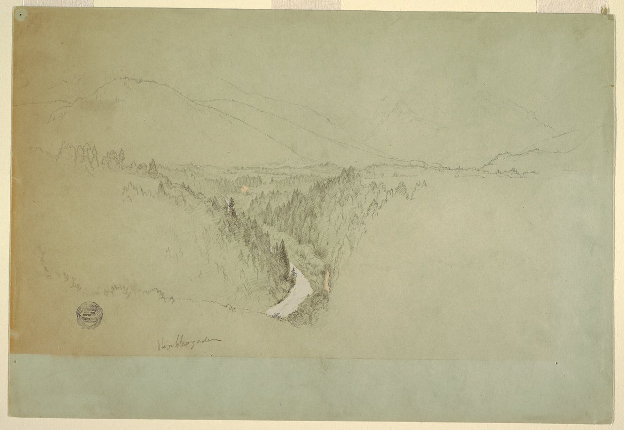 Dessin, sommet du Watzman, Berchtesgaden, Bavière, 1868 - Frederic Edwin Church