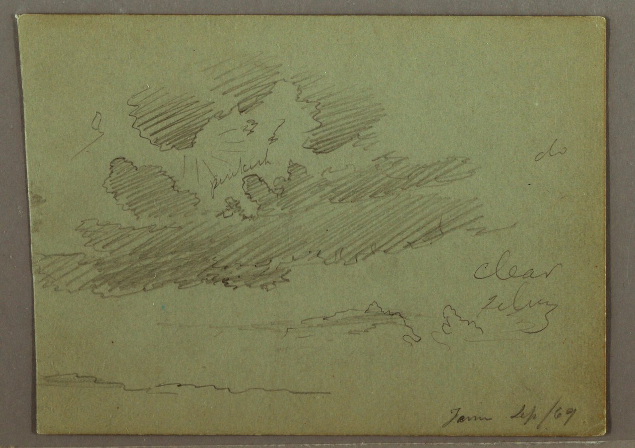 Dessin, rayon de soleil derrière les nuages, septembre 1869 - Frederic Edwin Church