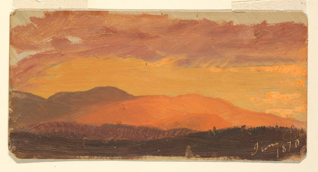 Dessin, coucher de soleil, vallée de l