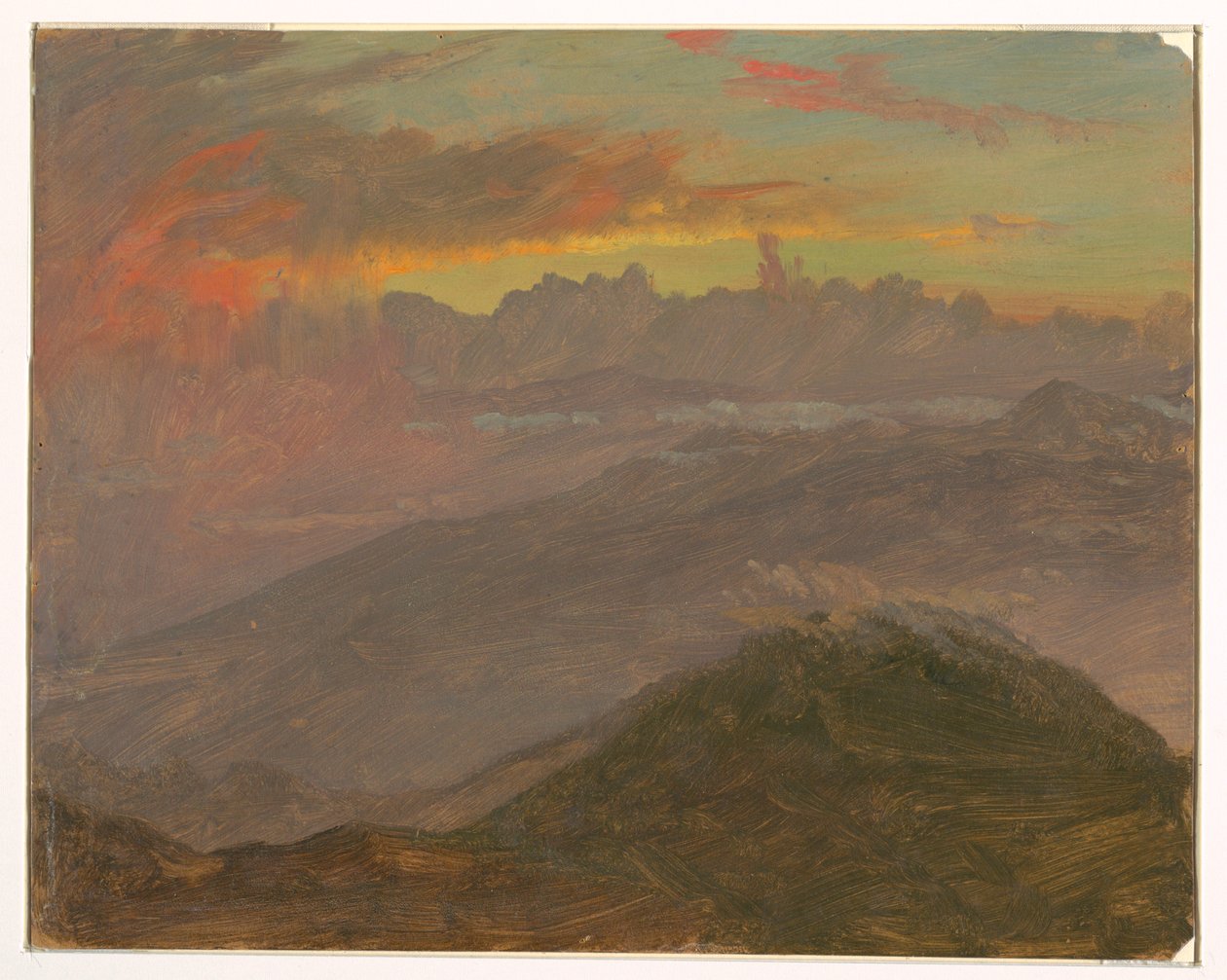 Dessin, Coucher de soleil et montagnes, juillet 1865 - Frederic Edwin Church