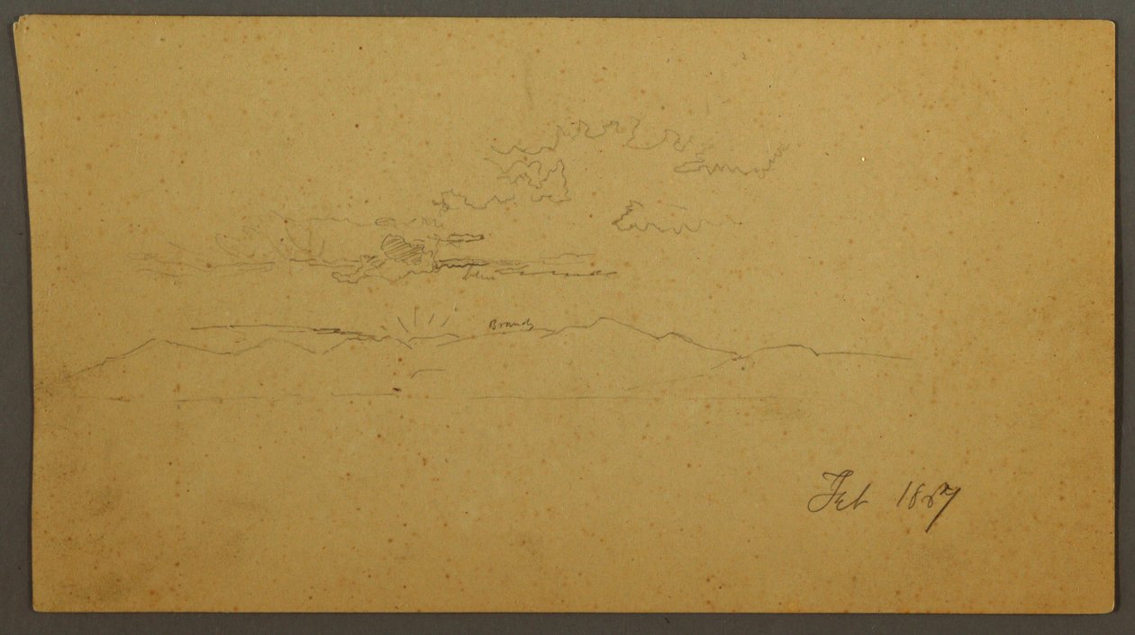 Dessin, Coucher de soleil derrière les collines, février 1867 - Frederic Edwin Church