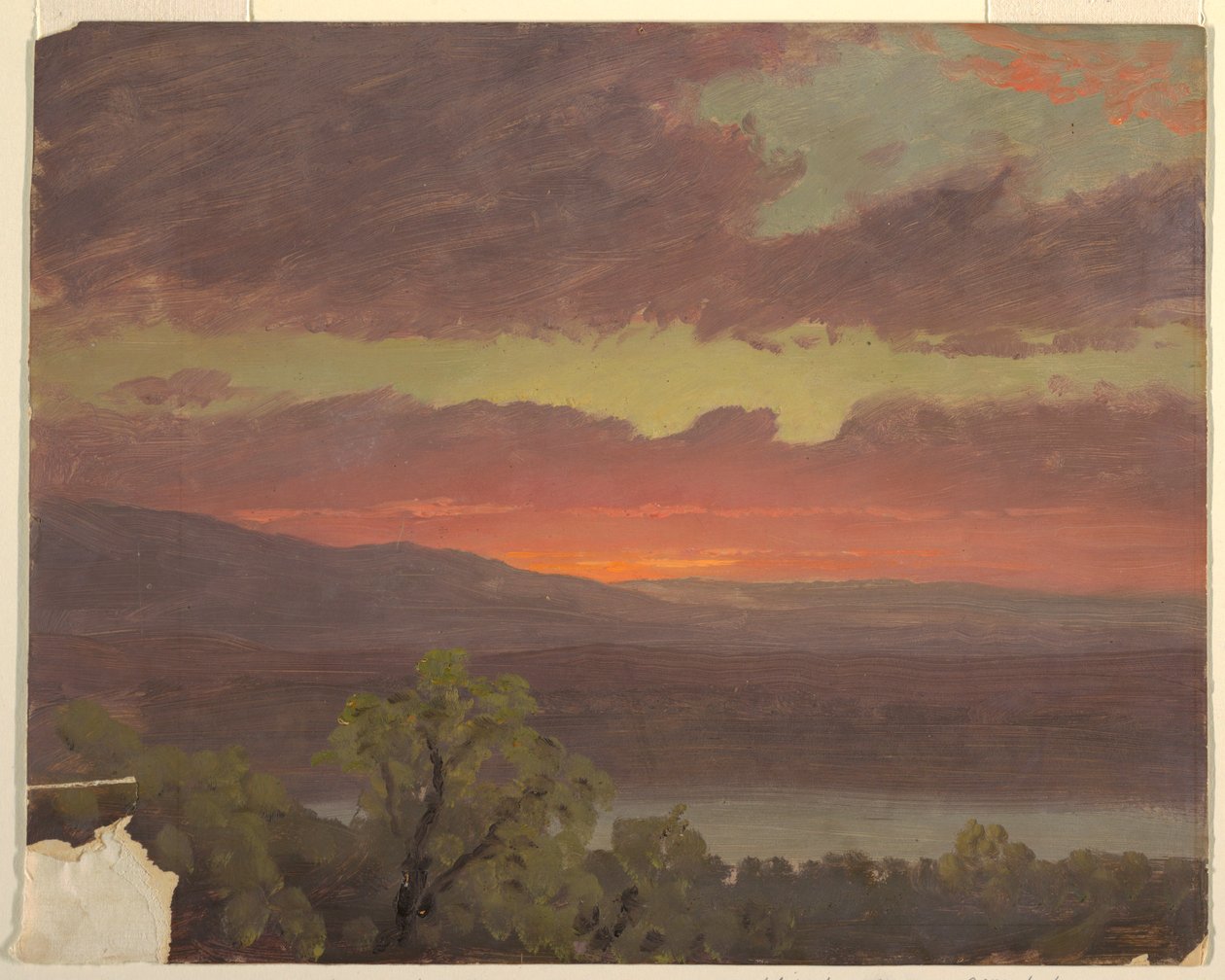 Dessin, coucher de soleil à la Jamaïque, Antilles, 1865-66 - Frederic Edwin Church