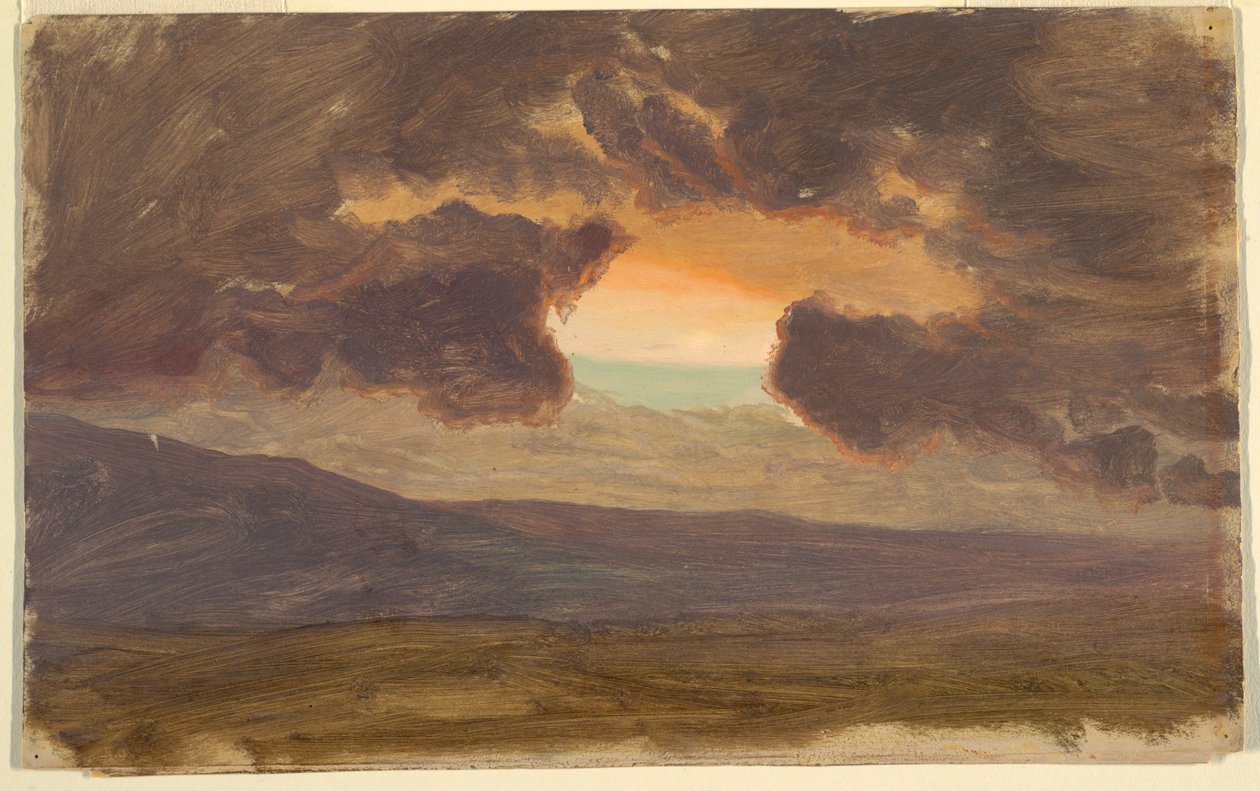 Dessin, Coucher de soleil sur des collines dénudées, 1870-80 - Frederic Edwin Church