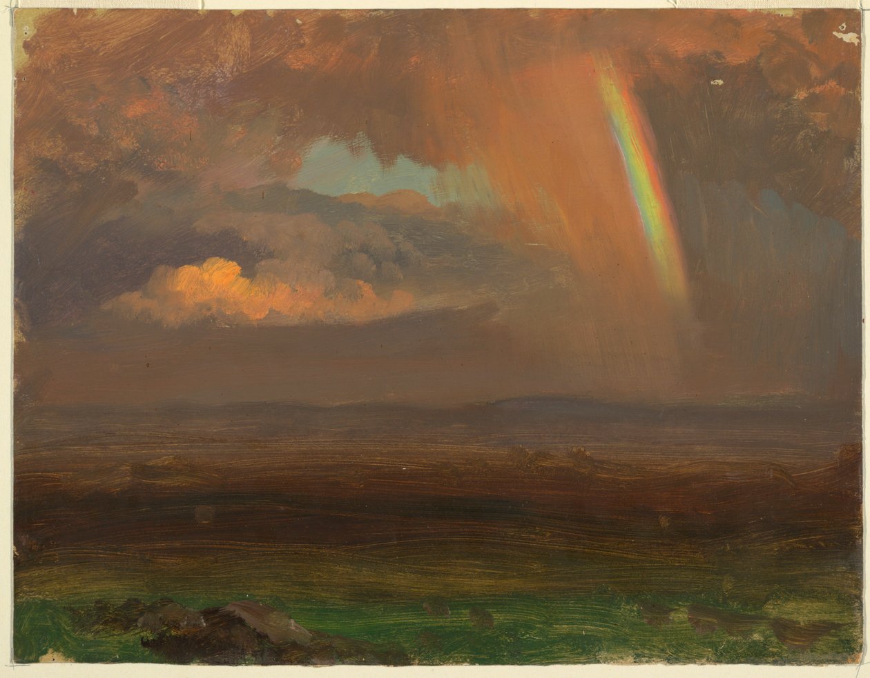 Dessin, Coucher de soleil sur un vaste paysage, 1865 - Frederic Edwin Church