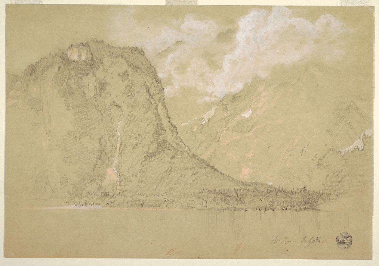 Dessin, Le lac Königssee et les chutes de Schrainbach, juillet 1868 - Frederic Edwin Church