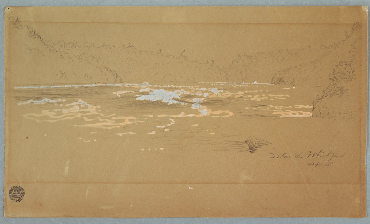 Dessin, La rivière "en dessous du tourbillon", septembre 1858 - Frederic Edwin Church