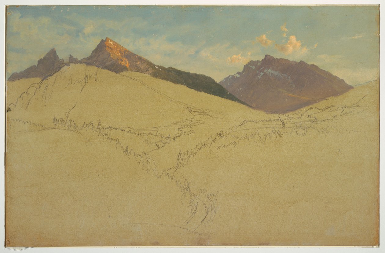 Dessin, Le Watzmann, près de Berchtesgaden, Bavière, juin 1868 - Frederic Edwin Church