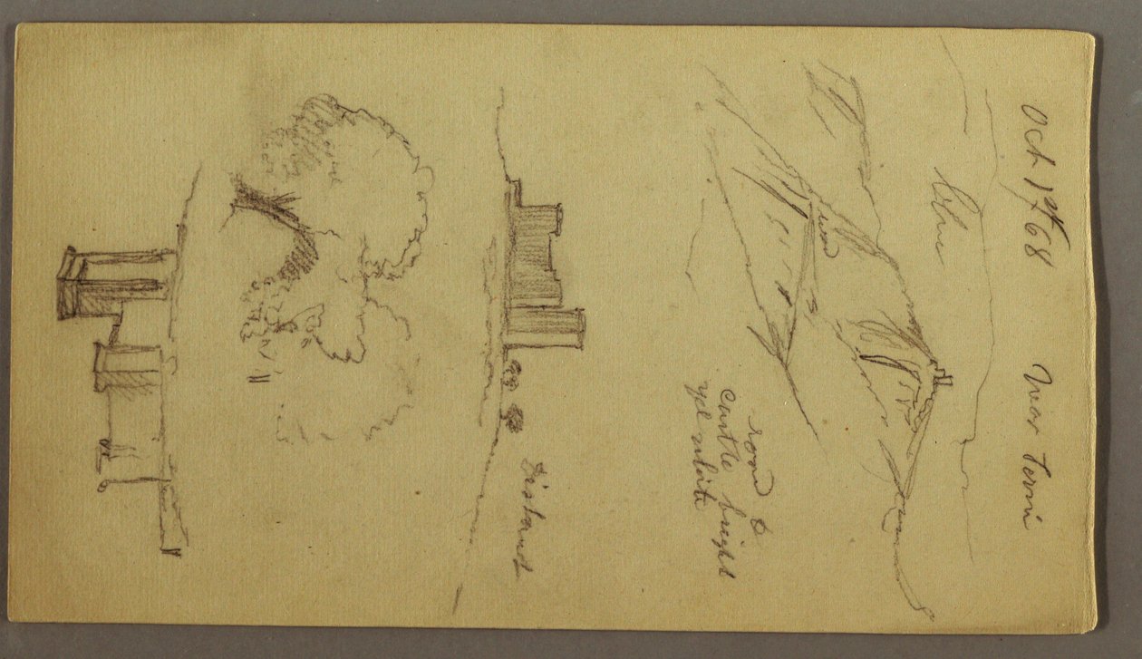 Dessin, Trois études du château au sommet d