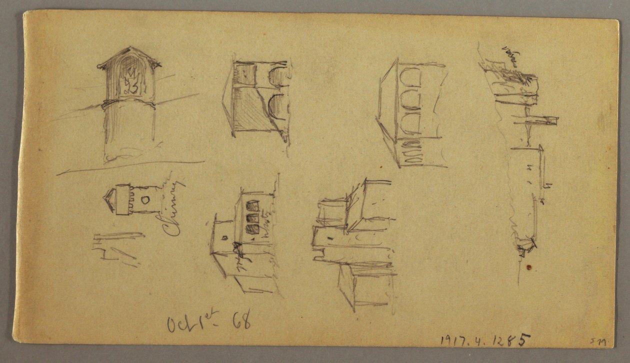 Dessin, Trois études du château au sommet d