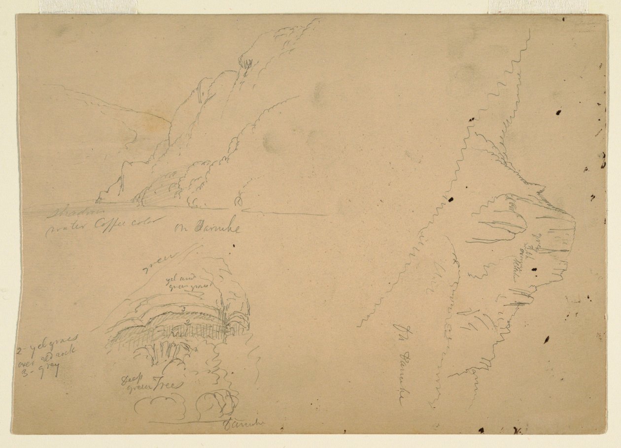 Dessin, Trois esquisses des rives montagneuses et escarpées du Danube, 1868 - Frederic Edwin Church