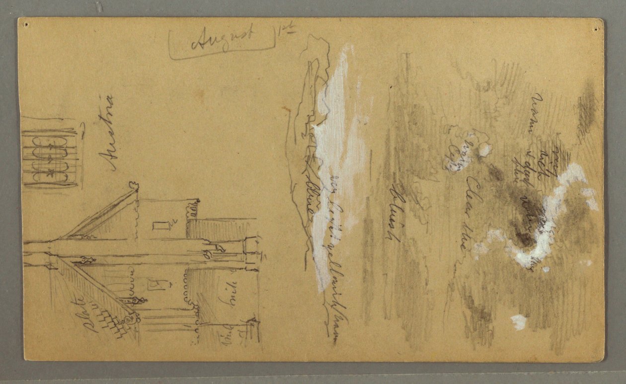 Dessin, maison en bois, Sky, Autriche, 1er août 1868 - Frederic Edwin Church