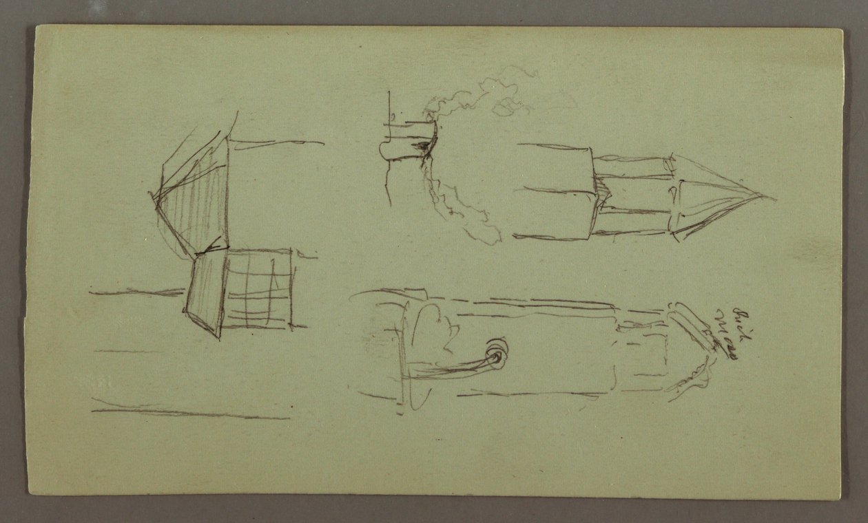 Dessin, tours, toits, portique, toit, juillet 1868 - Frederic Edwin Church