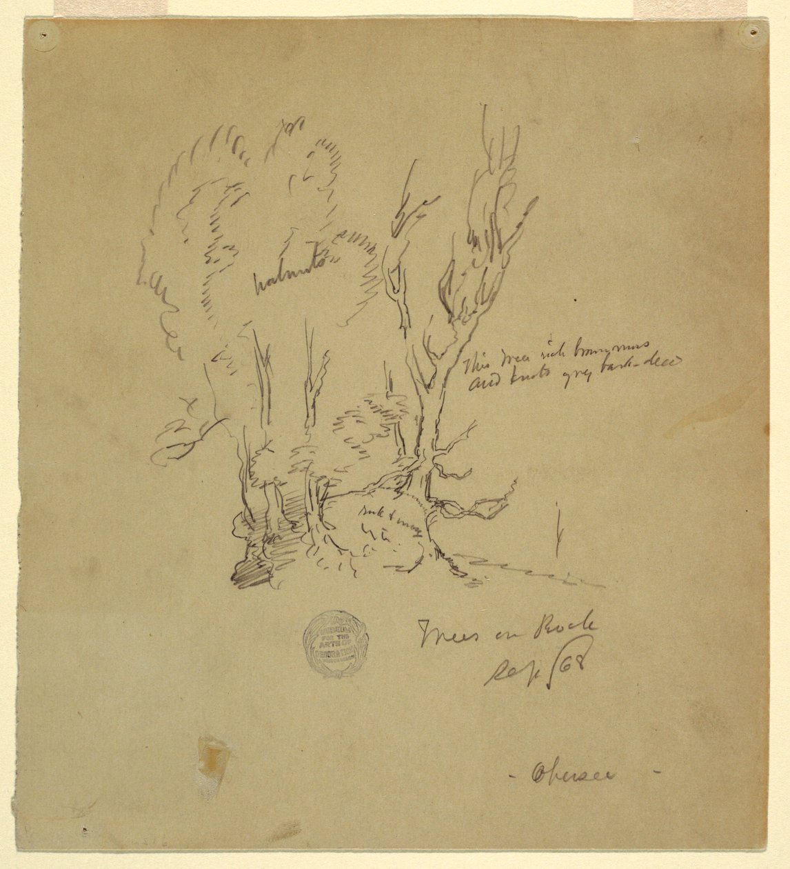 Dessin, Arbres Obersee dans les Alpes bavaroises ou méridionales, septembre 1868 - Frederic Edwin Church