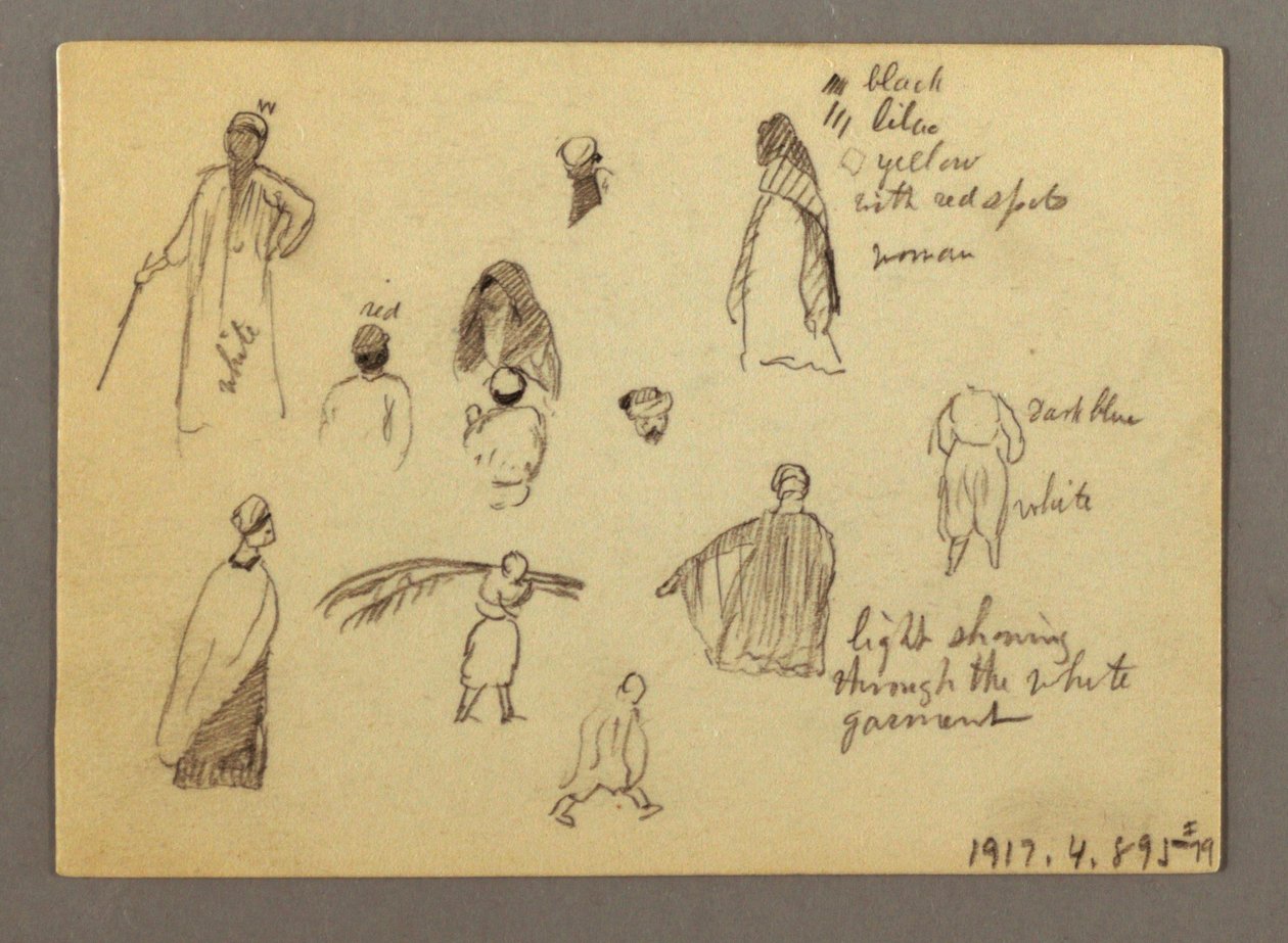 Dessin, douze croquis de figures, Joffa, Palestine, 1868 - Frederic Edwin Church