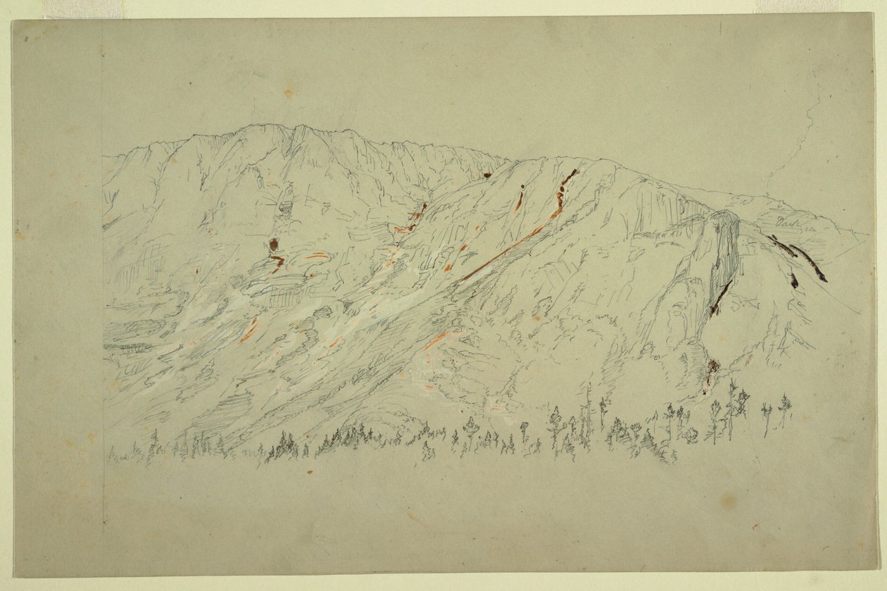 Dessin, partie supérieure du grand bassin, mont Katahdin, septembre 1877 - Frederic Edwin Church