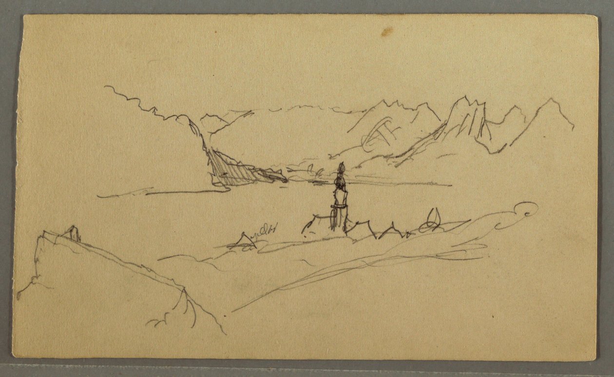 Dessin, vallée, église, St. Gilgen Autriche, peut-être 1868 - Frederic Edwin Church