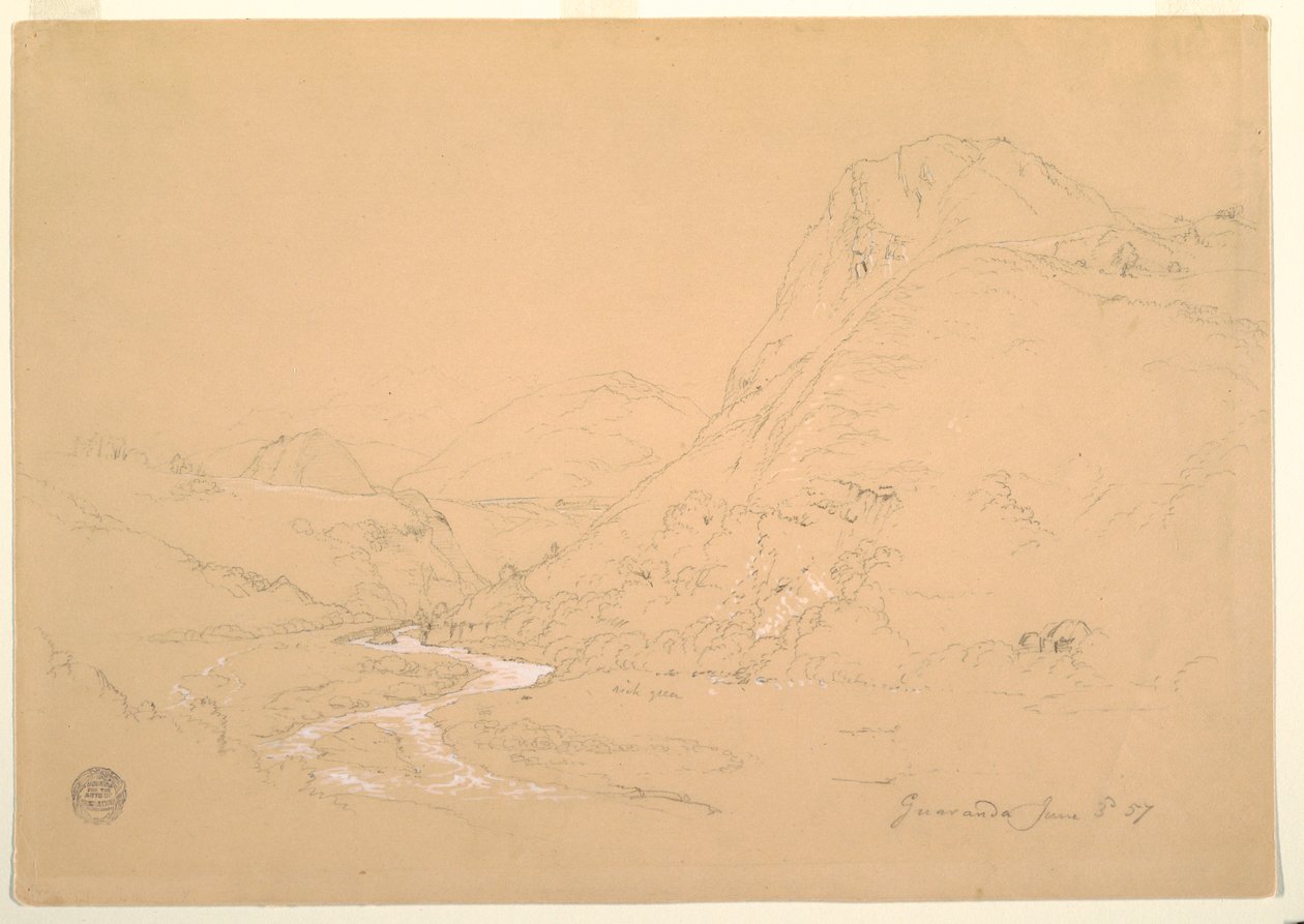 Dessin, vallée près de Guaranda, 3 juin 1857 - Frederic Edwin Church